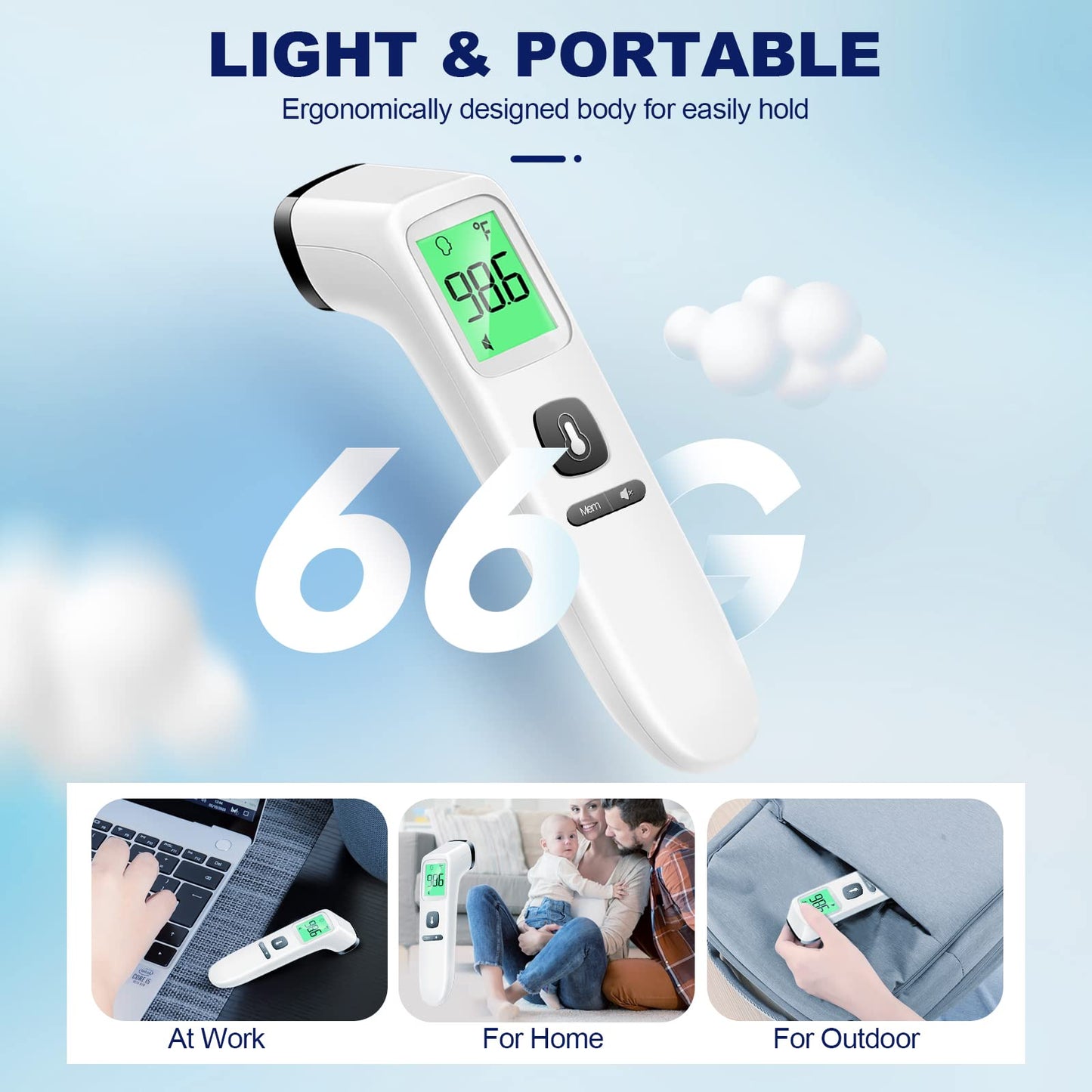 No-Touch Thermometer for Adults and Kids, Accurate Digital Baby Thermometer, FSA HSA Eligible, Fever Alarm & Silent Mode, 2 in 1 Forehead & Object Mode