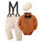YUEMION Baby Boy Clothes Wedding Outfit Suits, 0-18 Months Infant Boy Gentleman Set, Dress Shirt+Vest+Suspender Pants+Bowtie