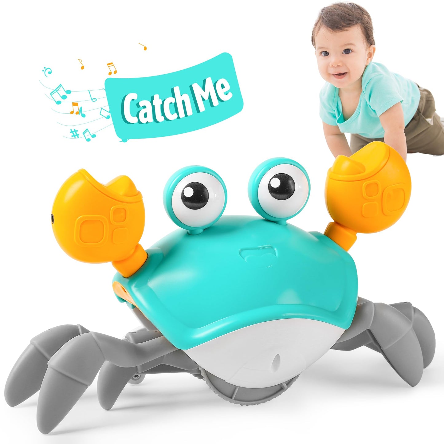 Crawling Crab Baby Toy Infant: Tummy Time Toys for Babies 3 6 9 12 18 24 36 Months, Walking Dancing Sensing Crab for Toddler 1 2 3 4 Year Old, 1st Music Birthday Gifts for Boys Girls