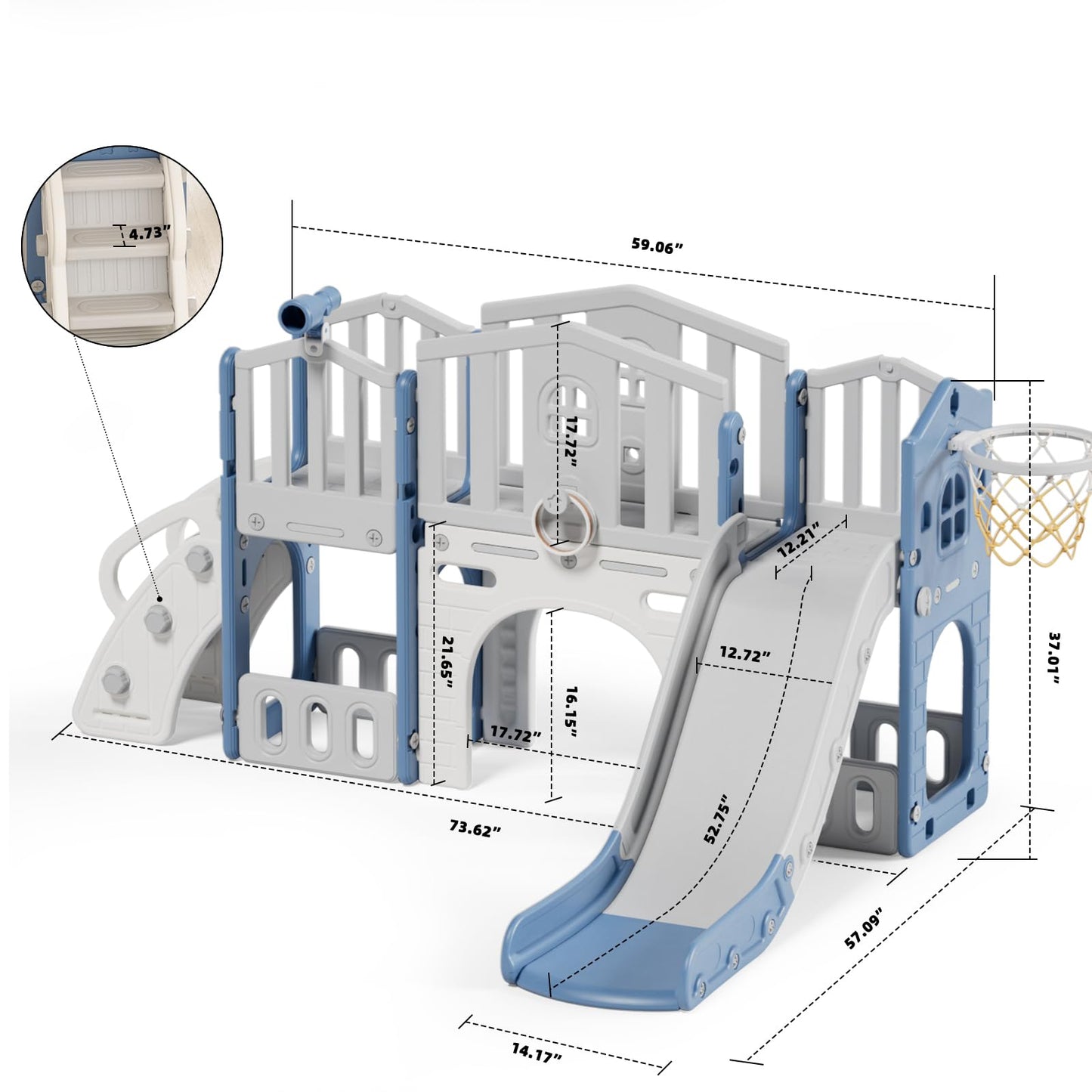 XJD 9 in 1 Toddler Slide Set, Kids Slide for Toddlers Age 1+, Toddler Climber Slide PlaySet with Basketball Hoop and Ball,Outdoor Indoor Playground for Toddlers 1-3 (Blue)