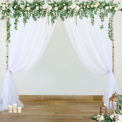 Champagne Tulle Backdrop Curtain for Parties Wedding 10ft×8ft Champagne Sheer Backdrop Curtains for Baby Shower Bridal Shower Reception Birthday Party Christmas Photoshoot Decorations 2 Panels
