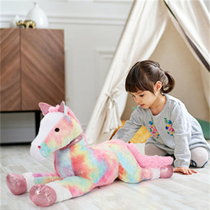 Tezituor 47 Inch Giant Horse Stuffed Animal, 4ft Realistic Chocolate Stuffed Horse Plush Toy, Hugging Soft Horse Pony Plush Pillow for Boys Girls,