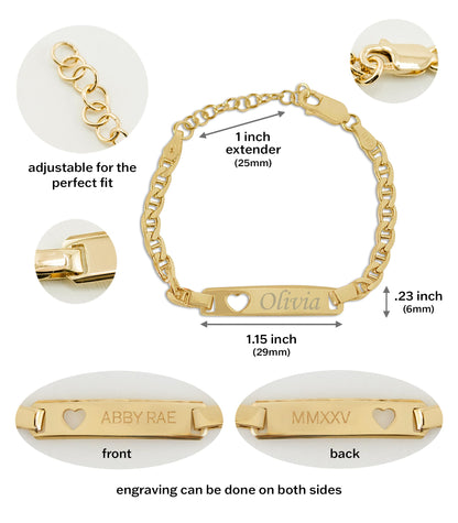 Cherished Moments Personalized Gift 14K Gold-Plated over .925 Sterling Silver Children's ID Name Bracelet for Babies, Toddlers, Kids, and Girls Custom Jewelry with Engraved Name (Newborn - 12 Years)