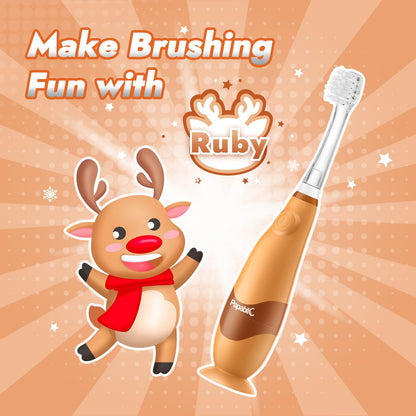 Papablic Toddler Sonic Electric Kids Toothbrush for Ages 1-3 Years, Baby Electric Toothbrush with Cute Penguin Cover and Smart LED Timer, 2 Brush Heads (Pippin)