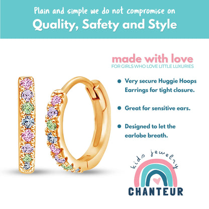 Chanteur Hypoallergenic Huggie Earrings for Girls & Women - Small Hoop Design, Perfect for Teens & Kids