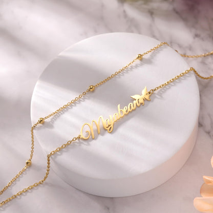 Custom Bracelet with Name 18K Gold Plated Personalized Name Ankle Bracelet Adjustable, Customized Beach Jewelry Gifts for Women Girlfriend