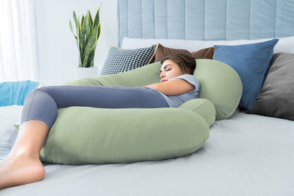 QUEEN ROSE Cooling Pregnancy Pillows,E Shaped Full Body Pillow for Sleeping, with Pregnancy Wedge Pillow for Belly Support, 60 Inch Maternity Pillow for Side Sleeper, Cooling Rayon Cover, Purple