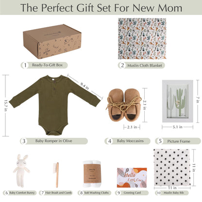 meloom Deluxe Baby Girl Gift Set, Newborn Baby Shower Gifts Basket, Newborn Gifts Box, Boho Baby Girl Essentials, Baby Shower Gifts for New Moms, Personalized New Baby Gifts