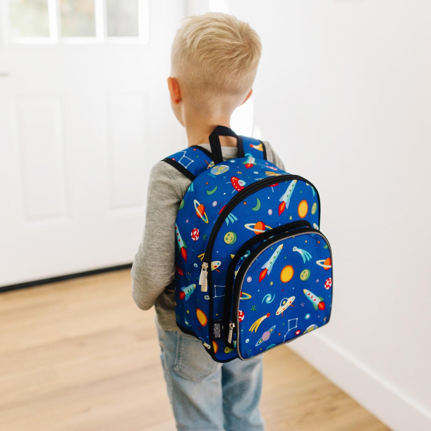 Wildkin 12-inch Kids Backpack – Padded, Adjustable, Ideal for Daycare & Travel - Trains, Planes, and Trucks