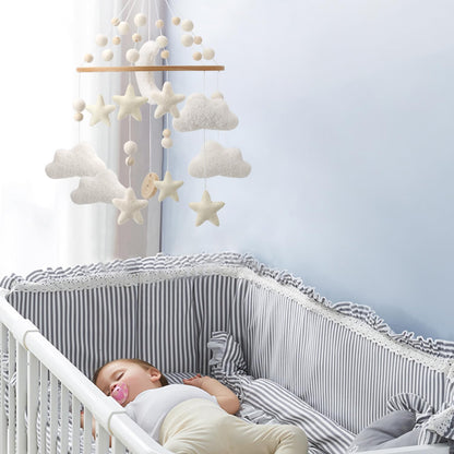 Rainbow Mobile for Crib - A Gender Neutral Boho Mobile for Crib with Gold Stars and Clouds