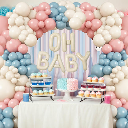 Sage Green Baby Shower Decorations,Boho Greency Neutral Balloon Arch with Oh Baby Balloon Banner Green Gold Balloons For Boy Girl Woodland Baby Shower Birthday Party Supplies