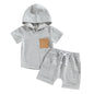 Toddler Baby Boy Summer Outfit Short Sleeve Hooded Stripes Top Casual Shorts Set Infant Newborn Clothes 6 12 18 24 Month