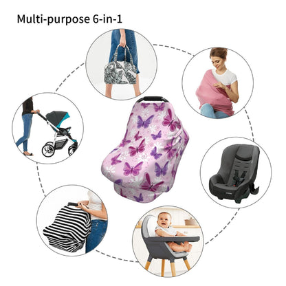 Cute Butterfly Baby Stuff Car Seat Covers Baby Multi-Use Car Seat Canopy Carrier Cover, Breathable Breastfeeding Cover Boys & Girls
