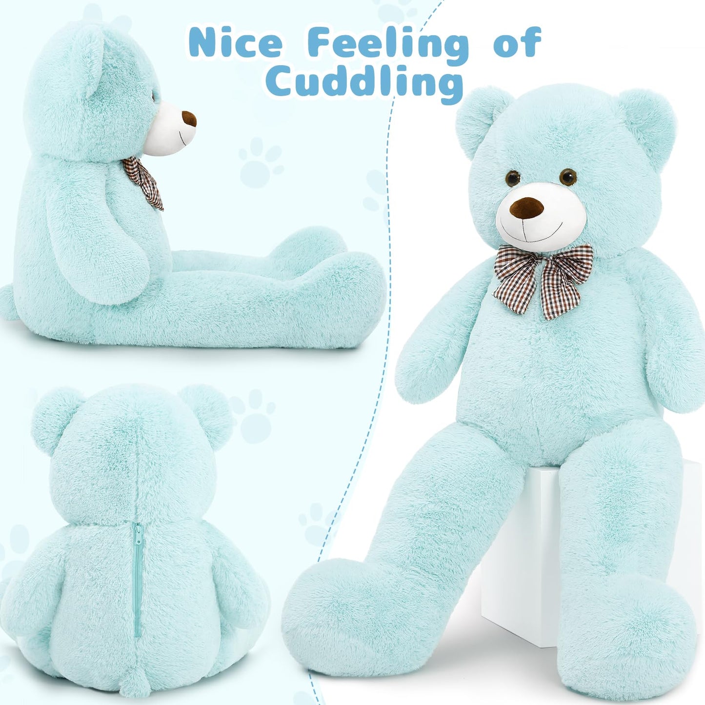 MaoGoLan Giant Big Teddy Bear 4 Feet 47 inch Life Size Tan Plush Bear Brown Stuffed Animal for Children Boyfriend