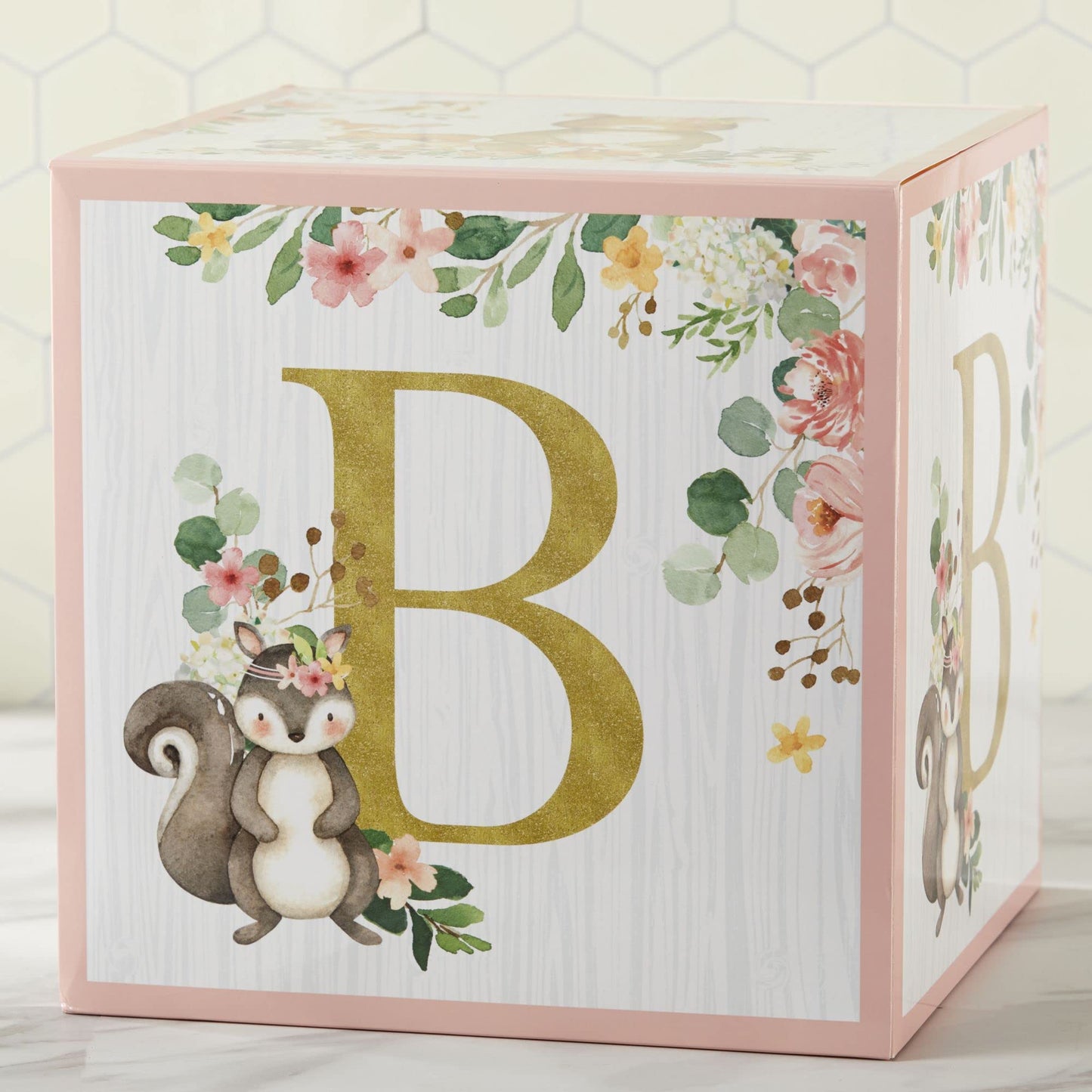 Kate Aspen Woodland Baby Shower Boxes with Letters for Baby Shower Gender Reveal Decorations Photo Prop & Forest Animal Nursery Decor (Set of 4 Blocks Spells Baby)