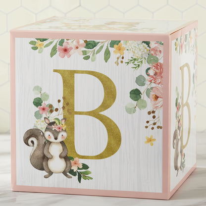Kate Aspen Woodland Baby Shower Boxes with Letters for Baby Shower Gender Reveal Decorations Photo Prop & Forest Animal Nursery Decor (Set of 4 Blocks Spells Baby)