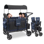 WONDERFOLD W4 Original Stroller Wagon (4 Seater) - Collapsible Wagon Stroller with Seats with 5-Point Harnesses, Easy Access Zipper Door, and Removable Sun Canopy, Black