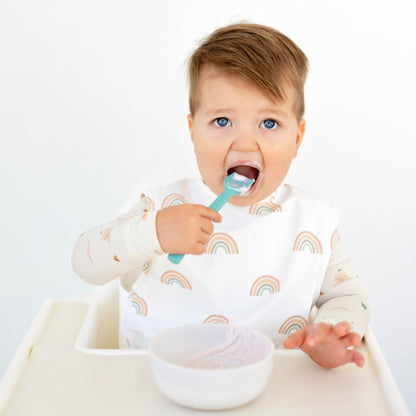 Ryan & Rose Ultimate Utensil Set of 3 Silicone Baby Spoons Silicone baby feeding set for baby led weaning, baby spoons self feeding 6 months, baby utensils, toddler utensils (Rose), Child
