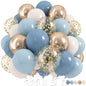Dusty Blue Balloon Set, 60Pcs 12 Inch Slate Baby Blue White Sand Latex Balloon with Metallic Confetti Champagne Gold Helium Balloons for Birthday Party Baby Bridal Shower Boho Decortaions Supplies