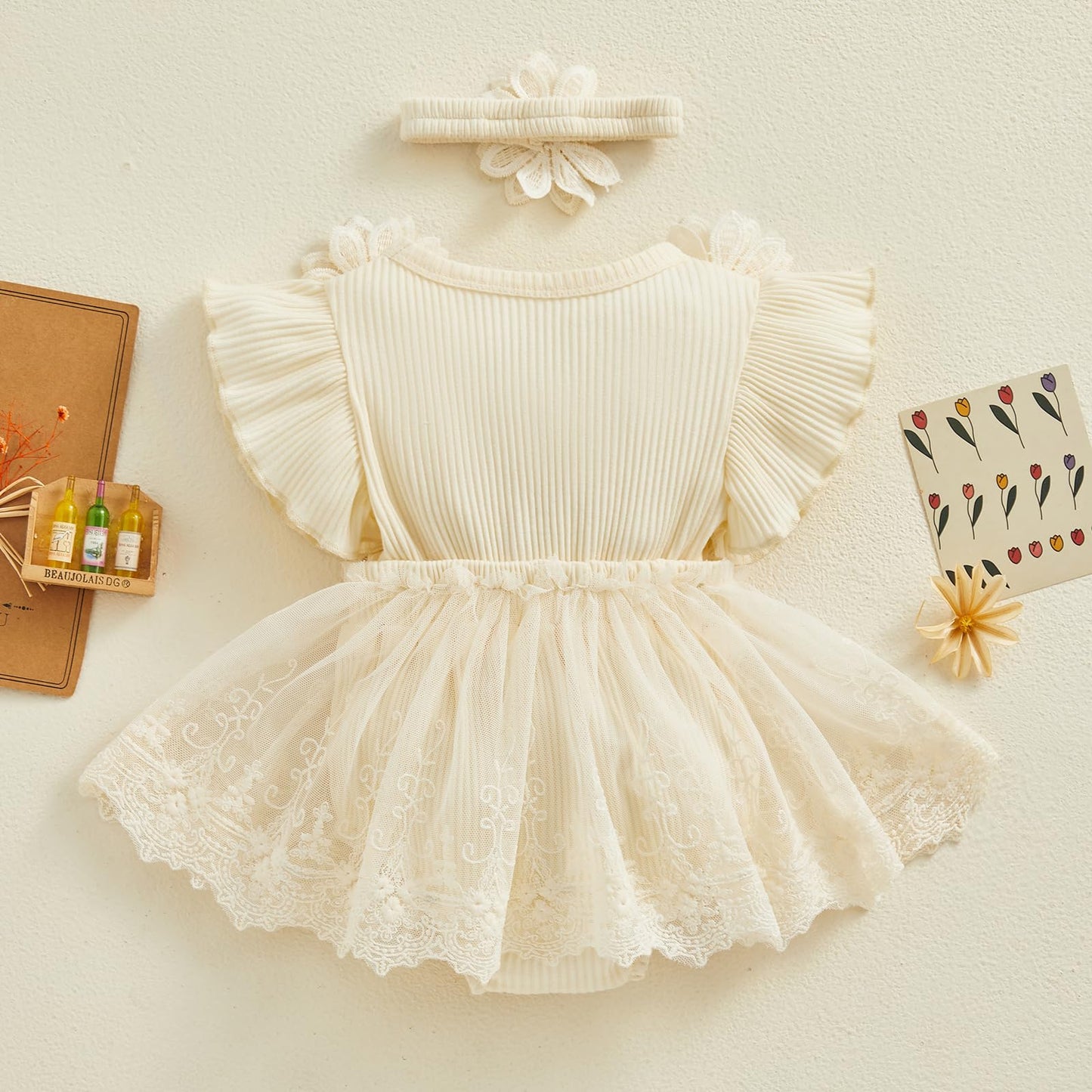 MERSARIPHY Newborn Baby Girl Boho Outfits Infant Lace Tulle Ruffle Bubble Romper Dress Jumpsuit Bodysuit Photoshoot Clothes