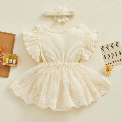 MERSARIPHY Newborn Baby Girl Boho Outfits Infant Lace Tulle Ruffle Bubble Romper Dress Jumpsuit Bodysuit Photoshoot Clothes