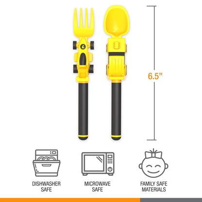 Dinneractive Utensil Set for Kids – Red Race Car Themed Fork and Spoon for Toddlers and Young Children – 2-Piece Set