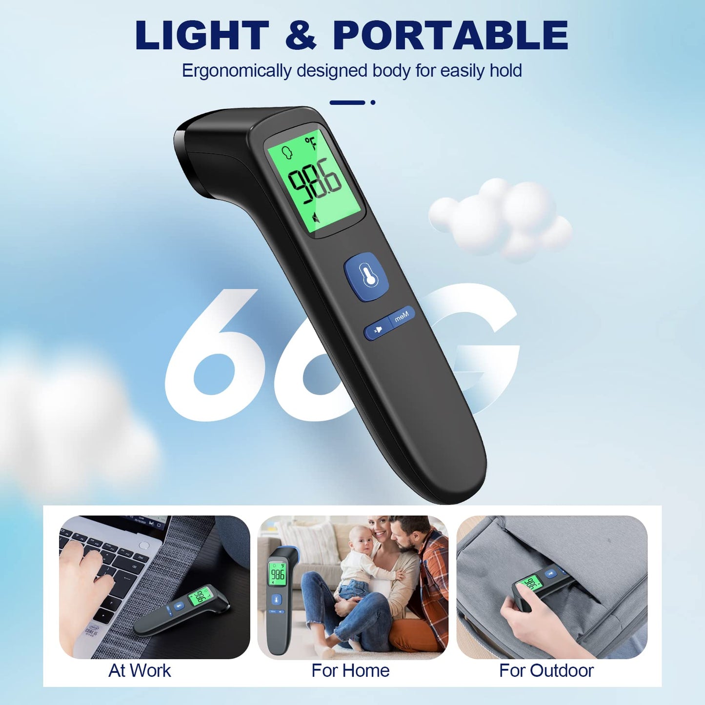 No-Touch Thermometer for Adults and Kids, Accurate Digital Baby Thermometer, FSA HSA Eligible, Fever Alarm & Silent Mode, 2 in 1 Forehead & Object Mode