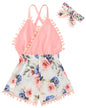 6M-3T Baby Girl Backless Bodysuit Outfit Set Romper Jumpsuit with Headband