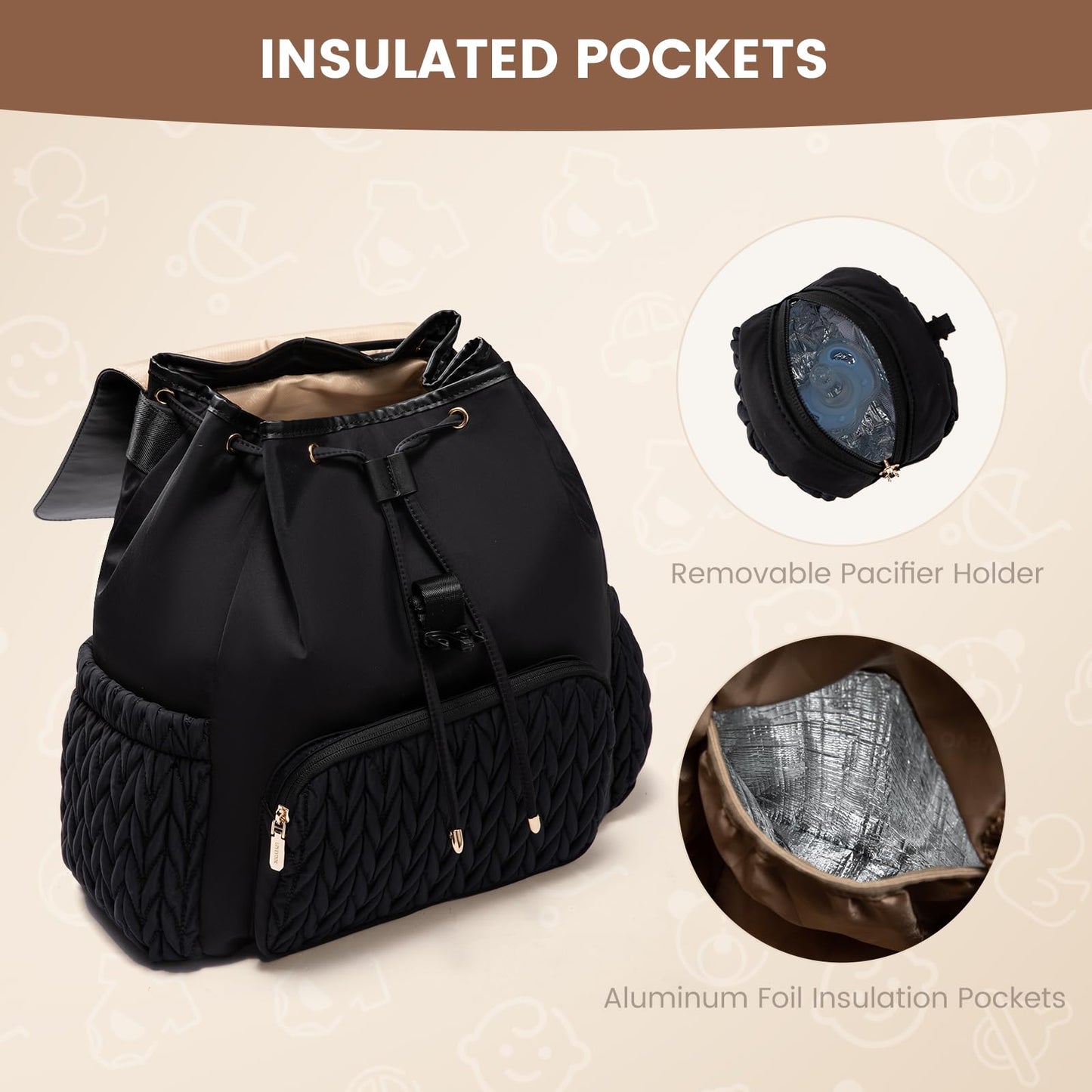 LOVEVOOK Diaper Bag Backpack, Small Baby Bag, Cute Baby Diaper Bag, Stylish Water-Resistant Travel Baby Bag for Mom, Baby Backpack with Changing Pad, Stroller Straps -Khaki