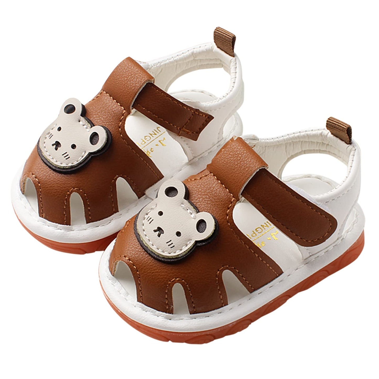 Childrens Bear Leather Foam Sandals Baby Boys Girls Hook Loop Flat Wide Barefoot Shoes Summer Outdoor Casual Water Shoes
