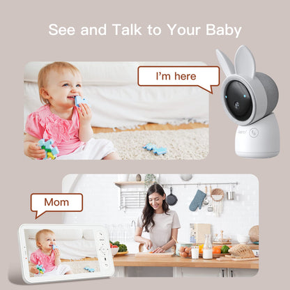 ARENTI Baby Monitor, 2K Smart Baby Camera with 5-Inch Upgraded Wireless Display, Super Night Vision, Lullabies, Cry & Motion Detection, Temp & Humidity Sensor, Two Way Audio