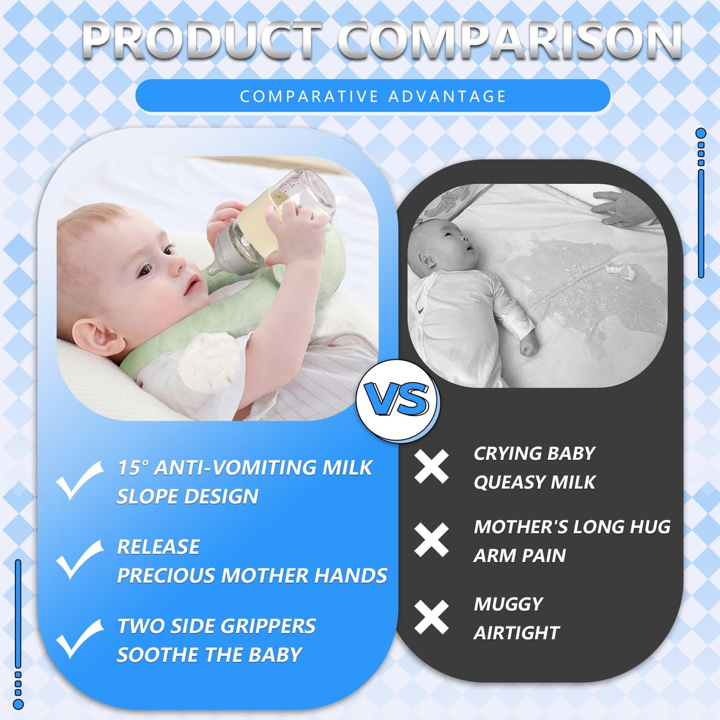 Baby Bottle Holder,Self Feeding Support Pad for Hands Free Bottle Feeding,Drying Rack Bottle (Grey)