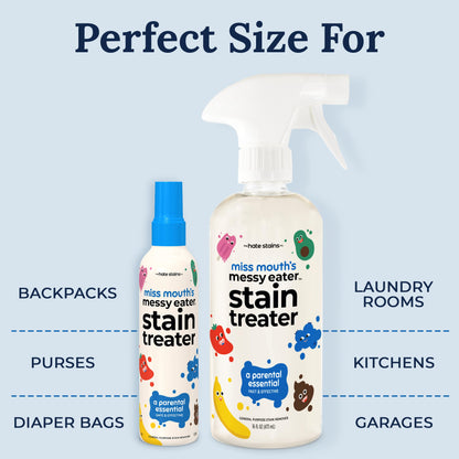 Miss Mouth's Messy Eater Stain Treater Spray - 4oz 2 Pack Stain Remover - Newborn & Baby Essentials - No Dry Cleaning Food, Grease, Coffee Off Laundry, Underwear, Fabric