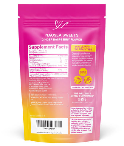 Pink Stork Organic Peppermint Sweets for Morning Sickness and Motion Sickness Support, Added Vitamin B6, 1st Trimester Pregnancy Must Haves - 30 Wrapped Peppermint Candies