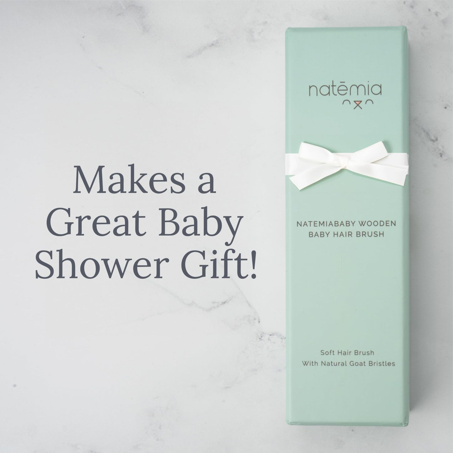 Natemia Wooden Baby Hair Brush | Natural Soft Bristles for Newborns & Toddlers | Gentle Cradle Cap Care | Ideal Baby Registry Gift