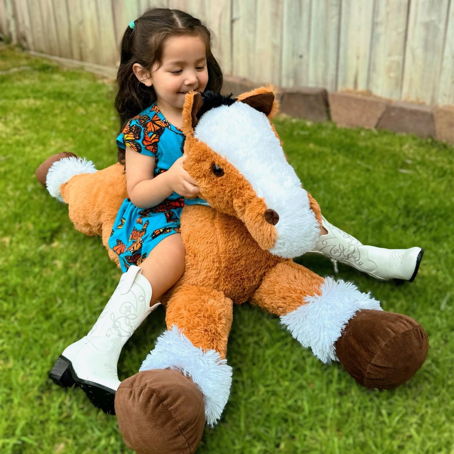 Tezituor 47 Inch Giant Horse Stuffed Animal, 4ft Realistic Chocolate Stuffed Horse Plush Toy, Hugging Soft Horse Pony Plush Pillow for Boys Girls,