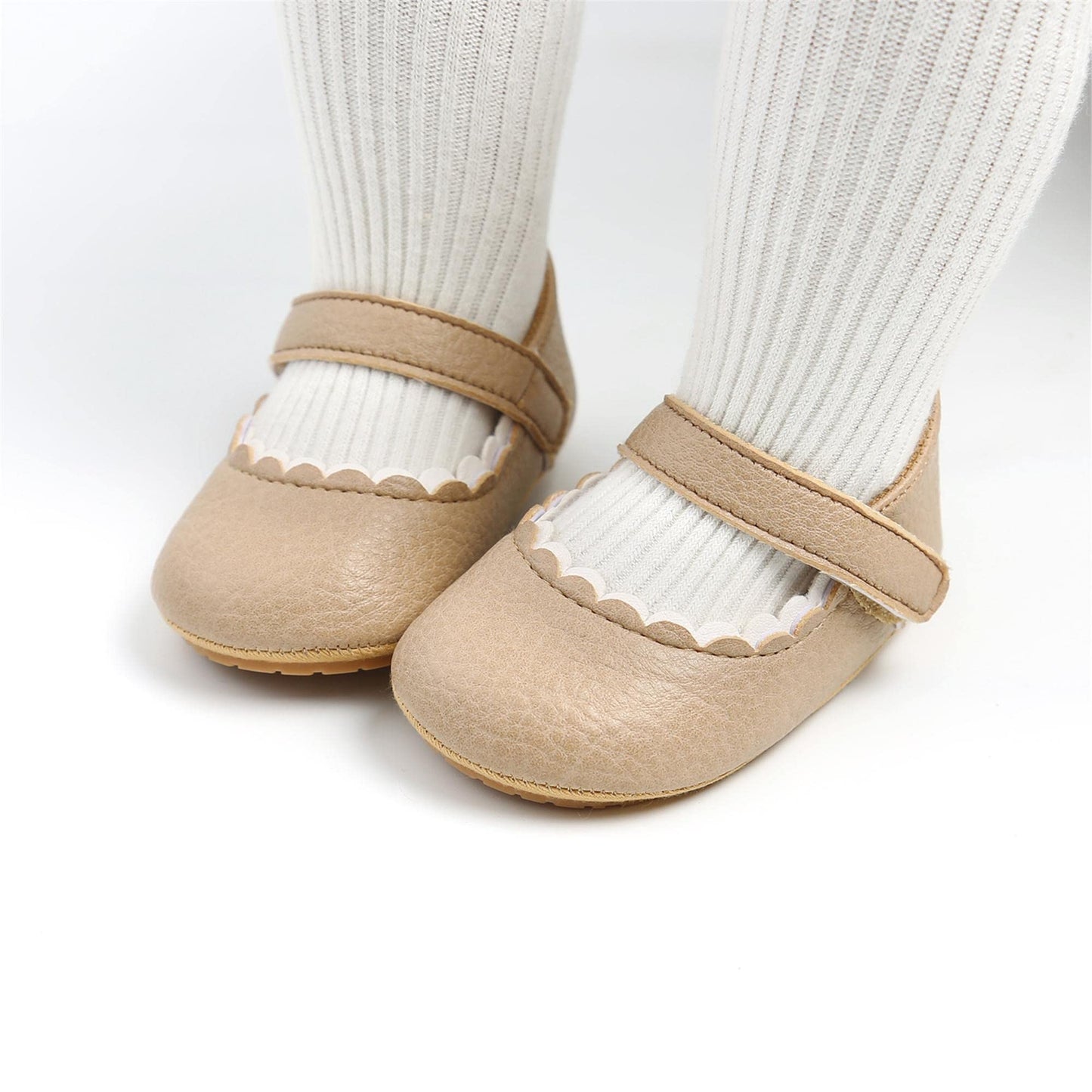 Baby Girl Mary Jane Flats Dress Shoes - Infant Newborn Shoes Anti-Slip Soft PU Leather Party School Wedding Princess Baby Girl Shoes 0-18M