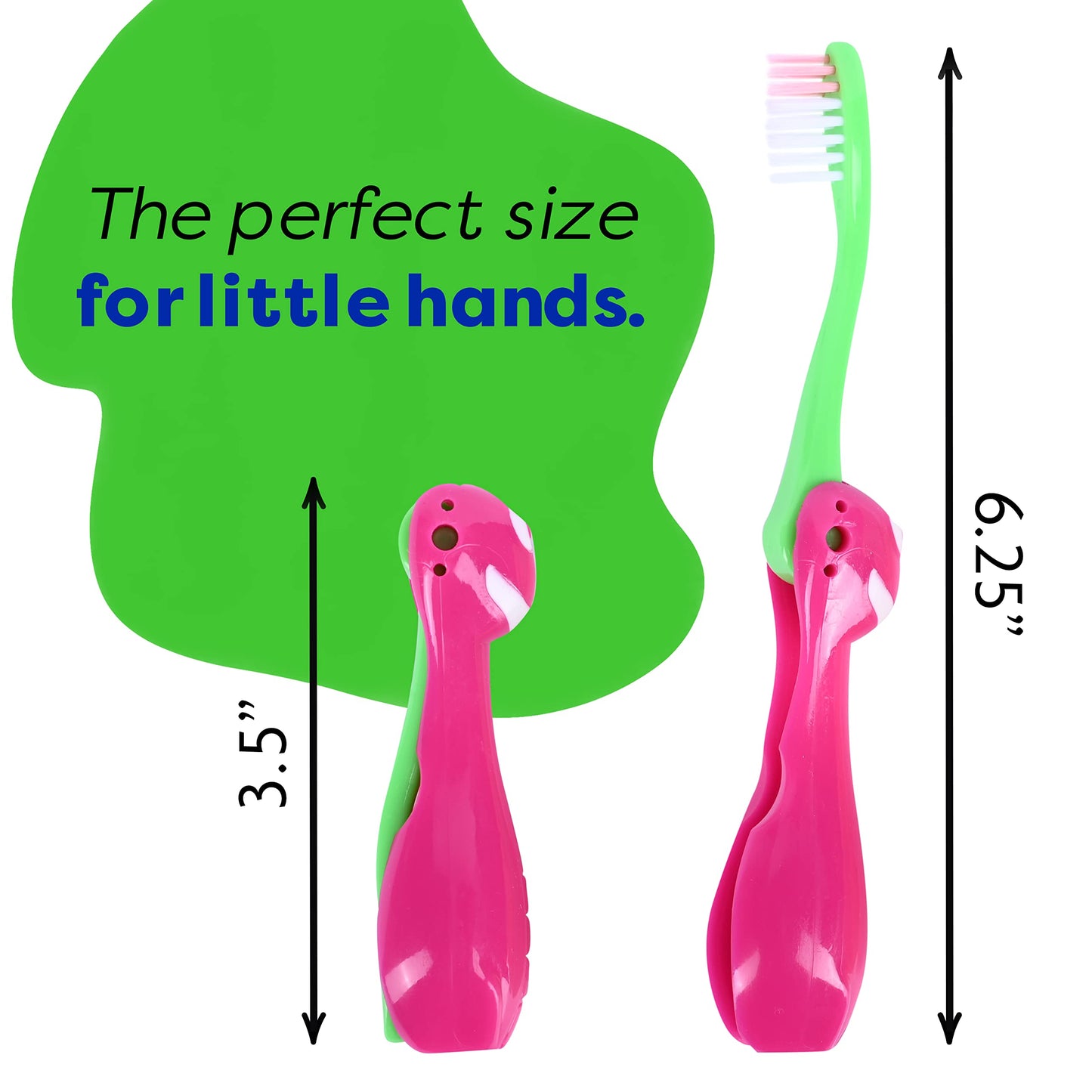 Kids' Soft Toddler Toothbrush, Gentle Bristles for Home, School, Camp, Sleepovers - Folding Handles for Tiny Hands (3 Pack)