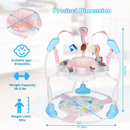 Baby Activity Center, Infant Jumpers and Bouncers with Music, Lights, Infant Toys, 360°Rotating Seat, 3 Adjustable Heights, Baby Play and Learning Center for 6+ Months