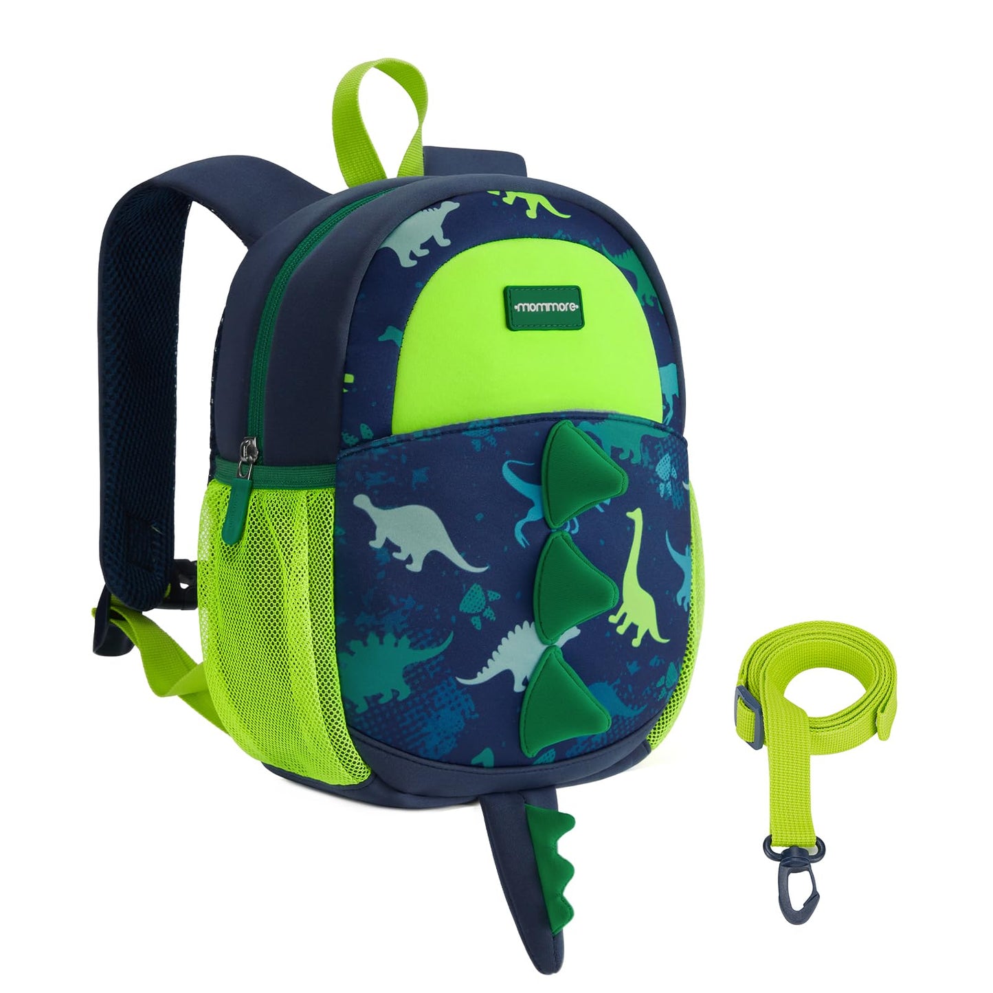 mommore Toddler Backpack for Boys 2-4, 3D Cartoon Mini Kids Travel Bag, Small Baby Backpack with Toddler Leash, Chest Buckle, Water-Resistant Pre-K Schoolbag, Dinosaur