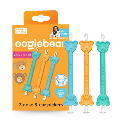 oogiebear: Baby Nose Cleaner & Ear Wax Removal Tool - Safe Booger & Earwax Removal for Newborns, Infants, Toddlers - Dual-Ended - Essential Baby Stuff, Diaper Bag Must-Have, with CASE
