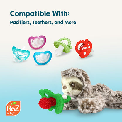 RaZbaby JollyPop Pacifier, Holder w/Detachable Baby Pacifier, Stuffed Animal RaZbuddy, All Ages 0M+, 100% Medical Grade USA Made Silicone, Machine Washable, Textured & Easy to Hold – Dragon