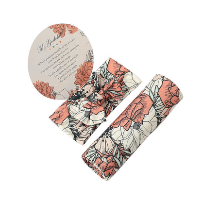 Galabloomer Newborn Receiving Blanket Headband Set Baby Flower Swaddle (vintage flower)