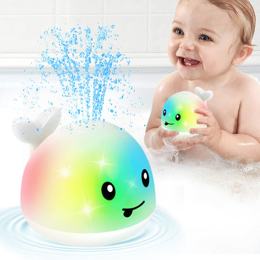 Baby Girl Bath Toys, Light Up Whale Bath Toys for Girls 0-6 6-12 12-18 Months or Kids Ages 1-3, Pink