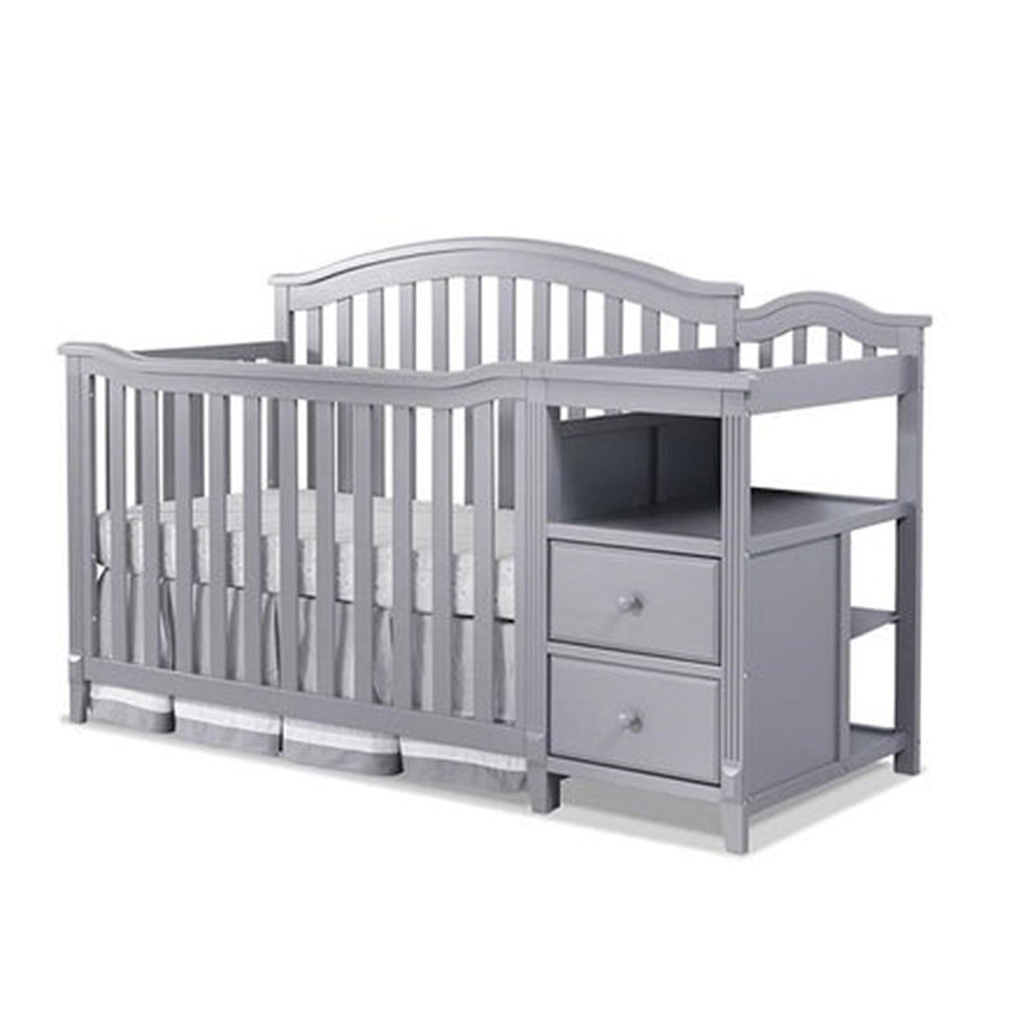 SORELLE FURNITURE Berkley Crib and Changer with Slat Panel Back Classic -in- Convertible Diaper Changing Table Non-Toxic Finish Wooden Baby Bed Toddler Childs Daybed Full-Size Nursery - White