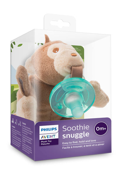 Philips AVENT Soothie Snuggle Pacifier Holder with Detachable Pacifier, 0m+, Giraffe, SCF347/01-1 Count (Pack of 1)