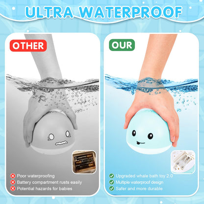 Baby Girl Bath Toys, Light Up Whale Bath Toys for Girls 0-6 6-12 12-18 Months or Kids Ages 1-3, Pink