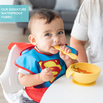 Bumkins Disney Bibs for Girl or Boy, SuperBib Baby and Toddler 6-24 Months, Essential Must Have for Eating, Feeding, Baby Led Weaning, Mess Saving Waterproof Soft Fabric, 3-pk Pooh Bear and Friends