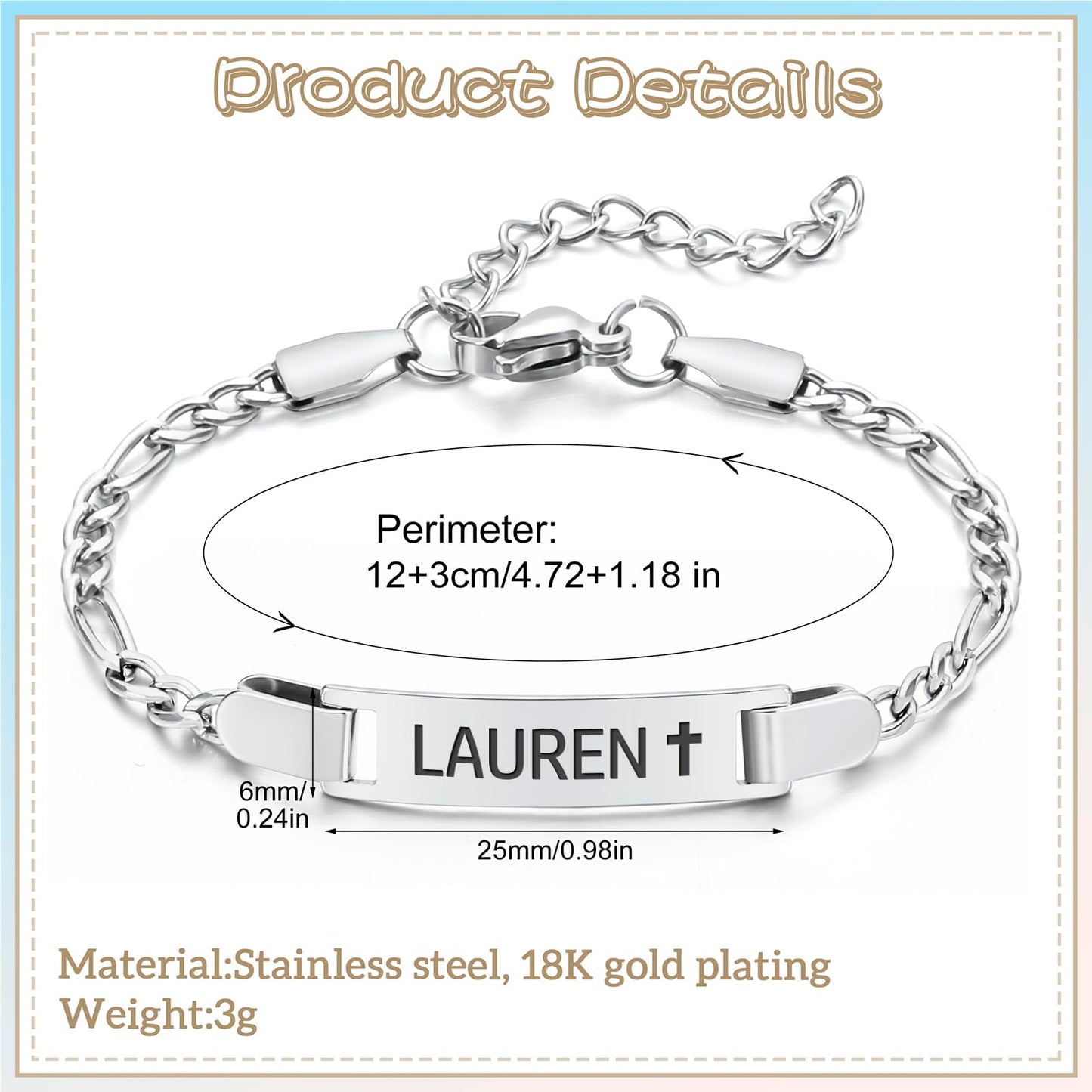 Personalized Baby Name Bracelet, 18K Gold Plated Customized Bracelets Id Protection Bracelet New Born Birthday Gift for Toddler Girls Boys