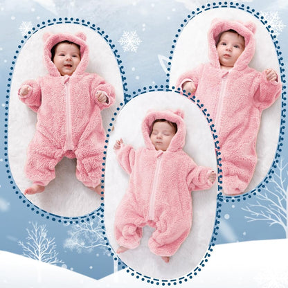 Newborn Baby Bear Outfit Suit Girls Boys Fleece Jumpsuit Romper Hooded Winter Snowsuit Clothes